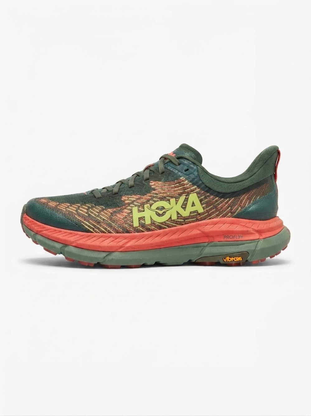 Hoka One One Mafate Speed 4 Trail Running Shoes Green Red Vibram ProFly Size 11